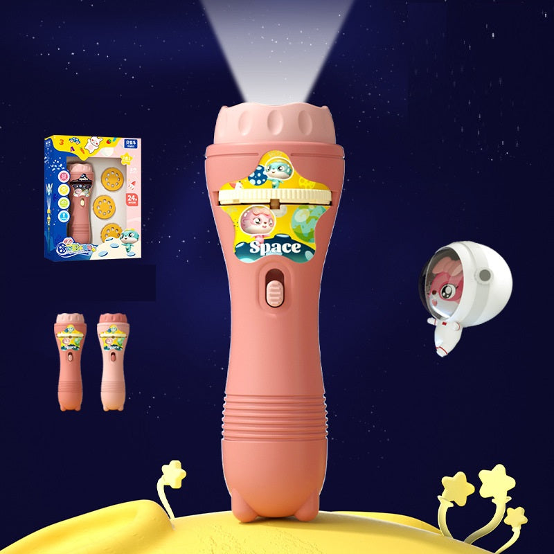 Projection Flashlight Children Projector Light Cute CartoonAnimal Space Night Photo Light Bedtime Learning Toys