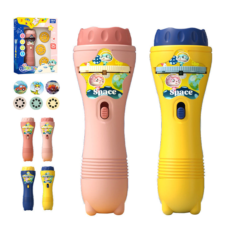 Projection Flashlight Children Projector Light Cute CartoonAnimal Space Night Photo Light Bedtime Learning Toys